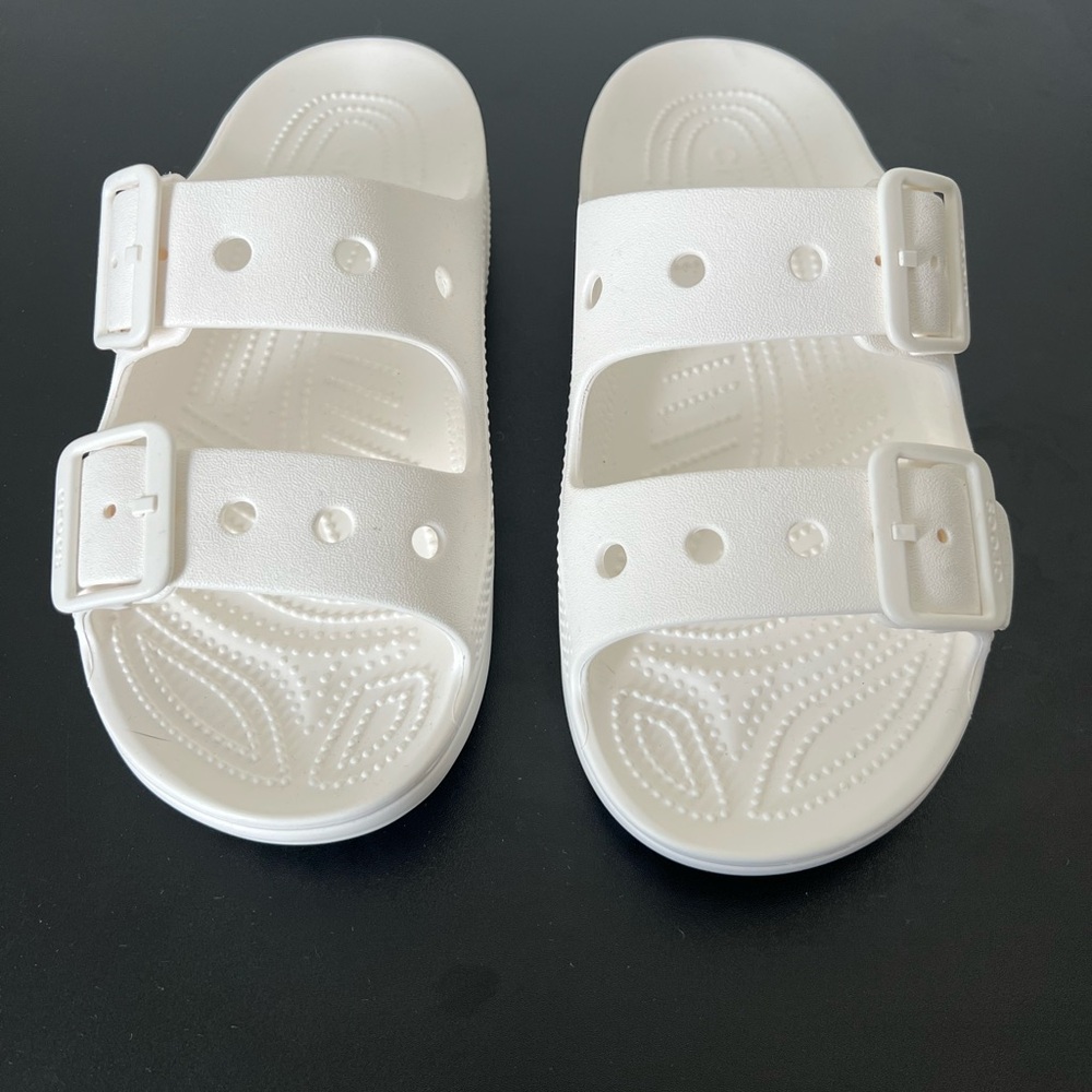CROCS Brooklyn Adult Two-Strap Slide Sandals in White OBO